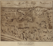 874357 Afbeelding van de belegering van het kasteel Vredenburg te Utrecht door de Utrechtse burgers in 1576-1577.N.B. ...